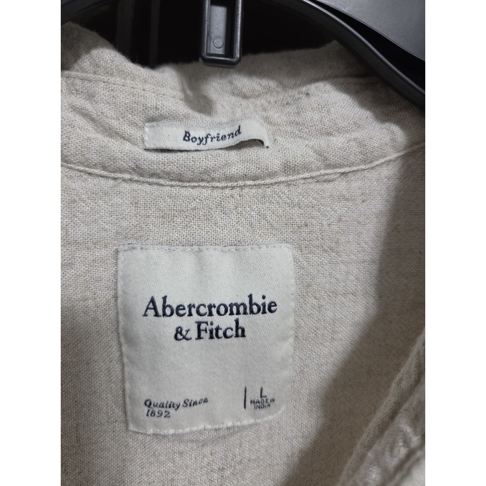 Abercrombie & Fitch Womens Large Boyfriend Button Front Shirt Linen Blend Casual - Picture 4 of 12
